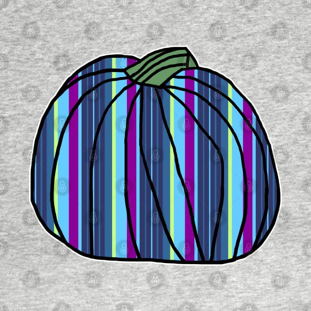 Halloween Horror Pumpkin Mostly Blue Stripes by ellenhenryart